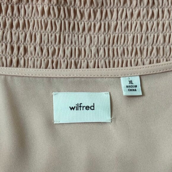 Aritzia Wilfred Wistful Smocked V-Neck Sheer Long Sleeve Blouse Coral Blush XL - Picture 5 of 7